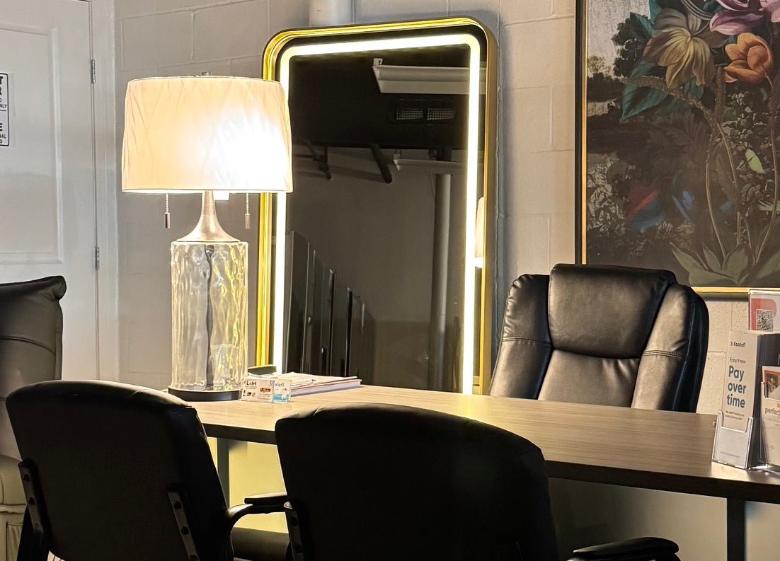 Gold mirror with speakers and led lights
