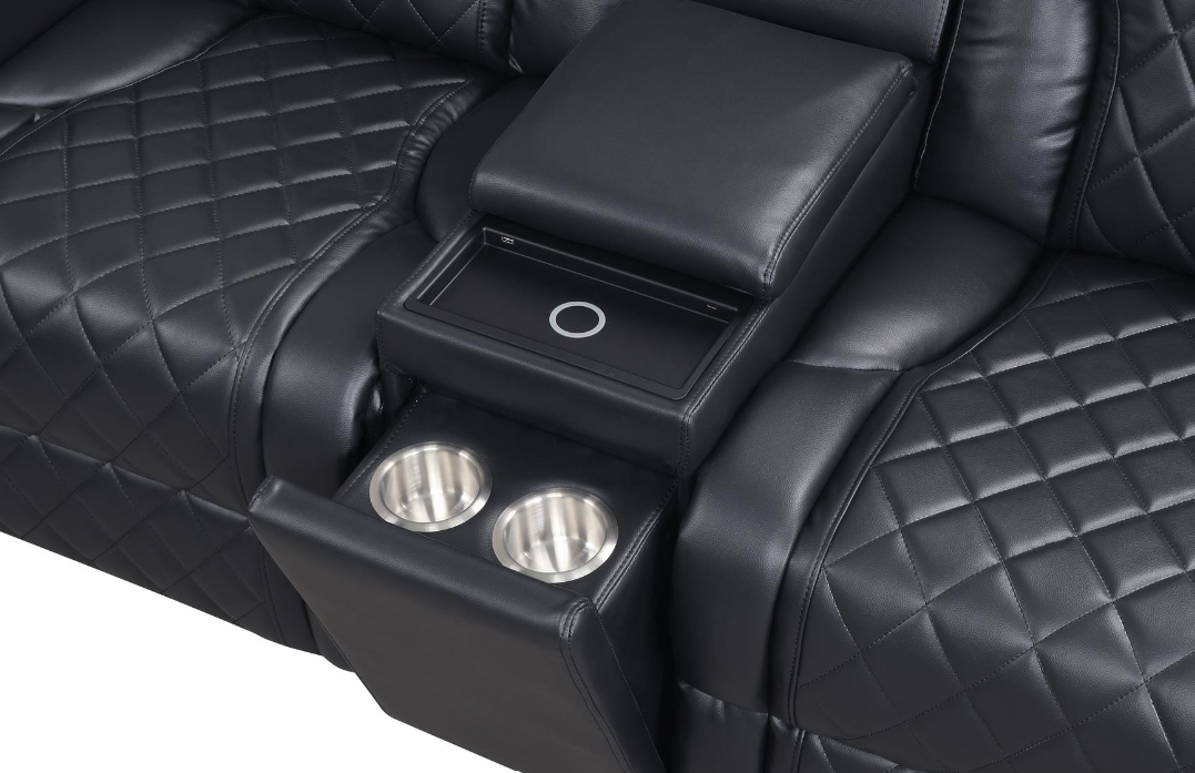 3-Piece Black Sofa Set