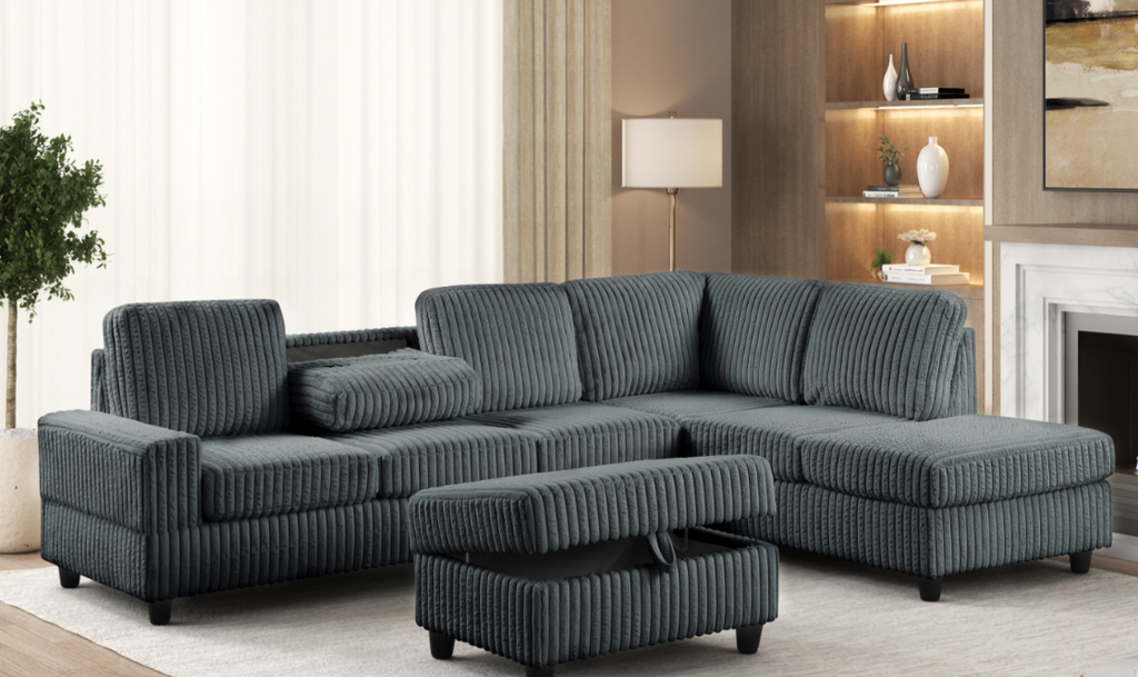 reversible L-shaped sectional w ottoman