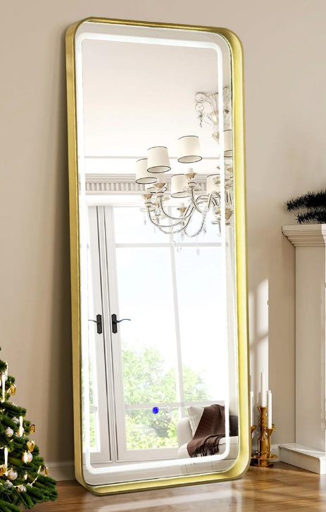 Gold mirror with speakers and led lights